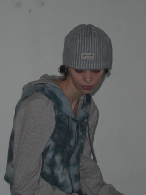 PAPER LOGO RIB BEANIE -GRAY-